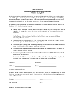 Spring 2017 Gender Inclusive Housing