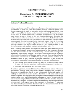 CHEMISTRY 206 Experiment 5 - Faculty Web Pages Information