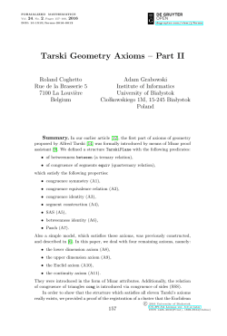Tarski Geometry Axioms &ndash; Part II