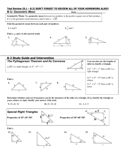 8-1: Geometric Mean 8-2 Study Guide and Intervention The