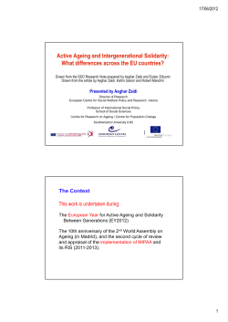 Active Ageing and Intergenerational Solidarity: What