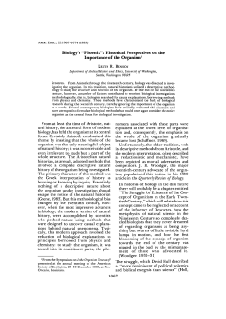 Biology`s "Phoenix": Historical Perspectives on the Importance of the