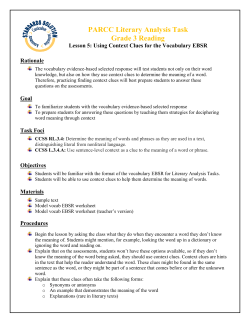 PARCC Literary Analysis Task Grade 3 Reading