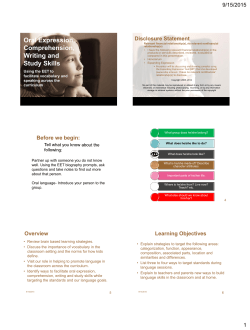 Oral Expression, Comprehension, Writing and Study Skills