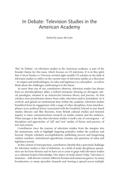 In Debate: Television Studies in the American Academy