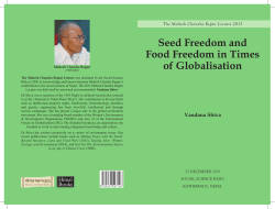 Seed Freedom and Food Freedom in Times of Globalisation