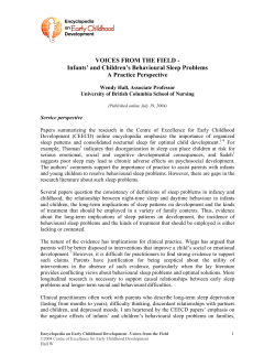 Infants` and Children`s Behavioural Sleep Problems: A Practice