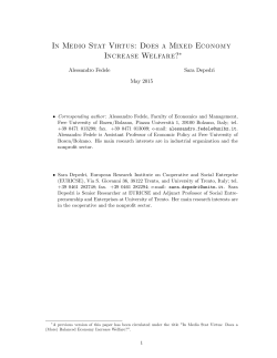 In Medio Stat Virtus: Does a Mixed Economy Increase WelFare?&lowast;
