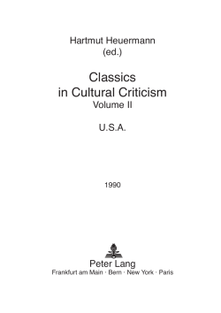 Classics in Cultural Criticism