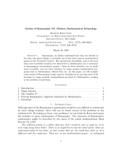 Genius of Ramanujan VS. Modern Mathematical Technology Robert