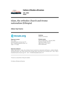 Islam, the orthodox Church and Oromo nationalism (Ethiopia)