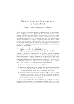 Semantic theory and the gnomic aorist in Ancient Greek