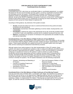 Coordinated Entry at a Glance