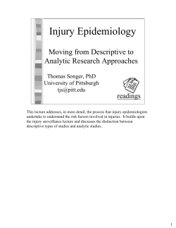 Injury Epidemiology - University of Pittsburgh