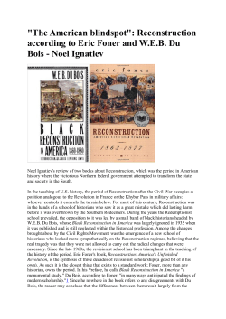 The American blindspot, Reconstruction