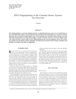 DNA Fingerprinting in the Criminal Justice System: An Overview
