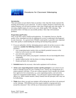 Procedures for Video Taping