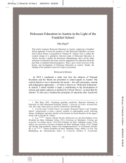 holocaust education in Austria in the Light of the FranNfurt school