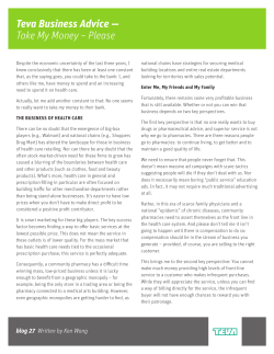 Take My Money &ndash; Please - Teva Pharmacy Solutions