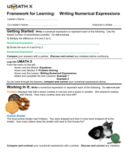 Framework for Learning: Writing Numerical Expressions