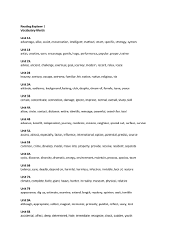 Reading Explorer 1 Vocabulary Words Unit 1A advantage, alike