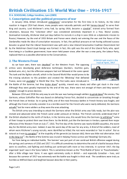 British Civilisation 15: World War One &ndash; 1916-1917