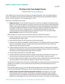 The Steps in the Texas Budget Process