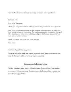 Task#1: Proofread and make the necessary correction in the letter
