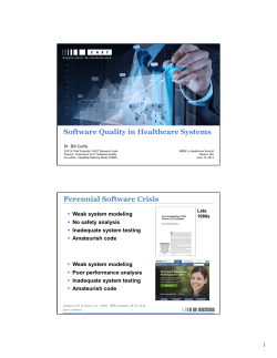 Software Quality in Healthcare Systems Perennial Software Crisis