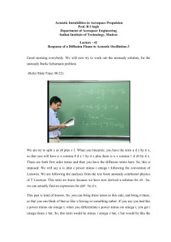 Acoustic Instabilities in Aerospace Propulsion Prof. RI Sujit