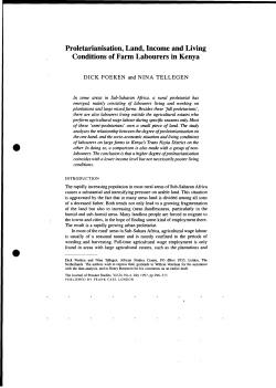 Proletarianisation, Land, Income and Living Conditions of Farm