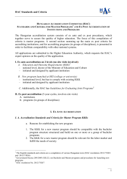 HAC Standards and Criteria 1 The Hungarian accreditation system