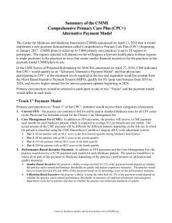 Summary of the CMMI Comprehensive Primary Care Plus