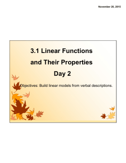 3.1 Linear Functions and Their Properties Day 2
