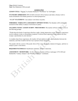 Class: British Literature Unit: Post-Modernist (1946