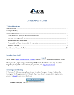 Disclosure Quick Guide