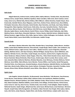 SOMERS MIDDLE SCHOOL HONOR ROLL &ndash; MARKING PERIOD 2
