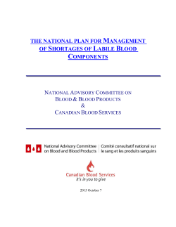 National Plan for Shortages of Labile Blood Components