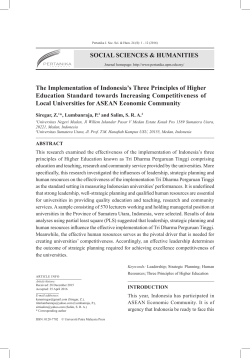 The Implementation of Indonesia`s Three Principles