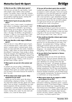 Maturita Card 49: Sport - Bridge