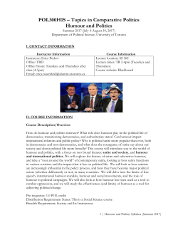 POL300H1S – Topics in Comparative Politics Humour and Politics