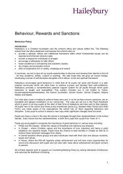 Behaviour, Rewards and Sanctions