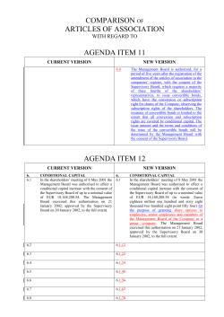 Comparison of the Articles of Association