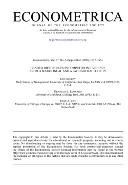Gender Differences in Competition: Evidence From a Matrilineal and