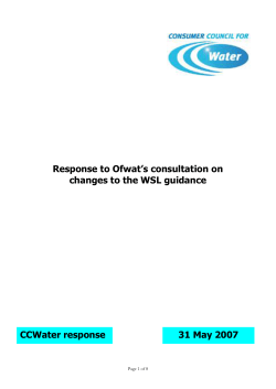 CCWater Response to Ofwat`s consultation on changes to the WSL