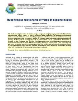 Hyponymous relationship of verbs of cooking in Igbo