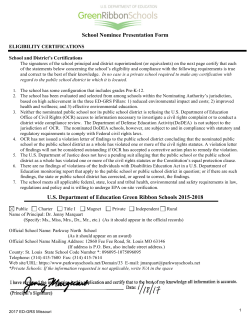 School Nominee Presentation Form US Department