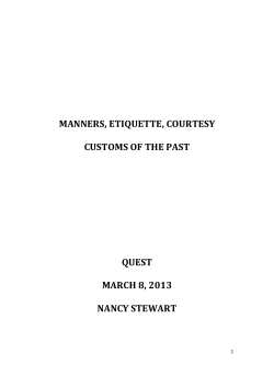 Manners, Etiquette, Courtesy - Customs of the Past