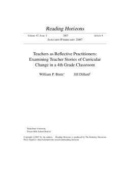 Teachers as Reflective Practitioners: Examining Teacher Stories of