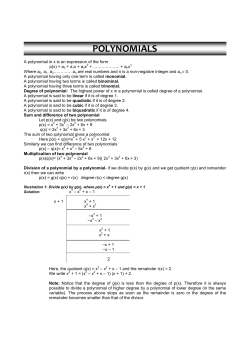 POLYNOMIALS